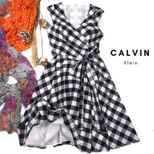 Calvin Klein Black and White Checkered Dress. Sz 6